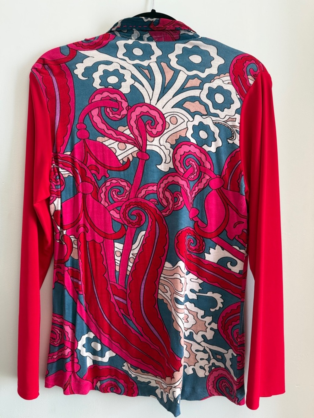 Bold Pink & Blue Patterned Button-Up Top - Picture 3 of 3
